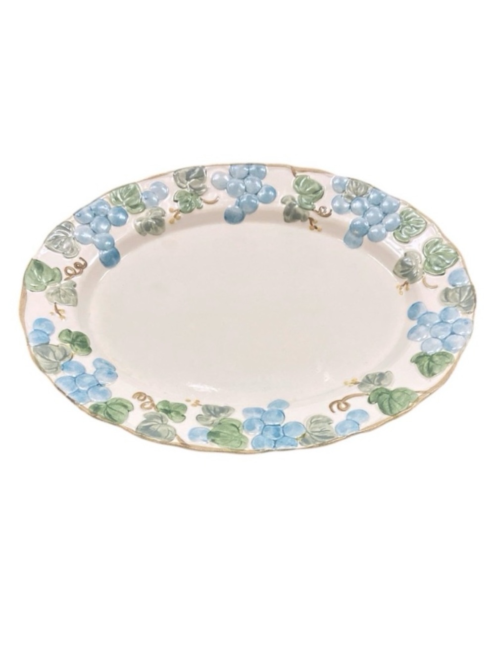 Metlox Poppytrail Vernon 14" Oval Serving Platter Sculptured Grape Made in USA